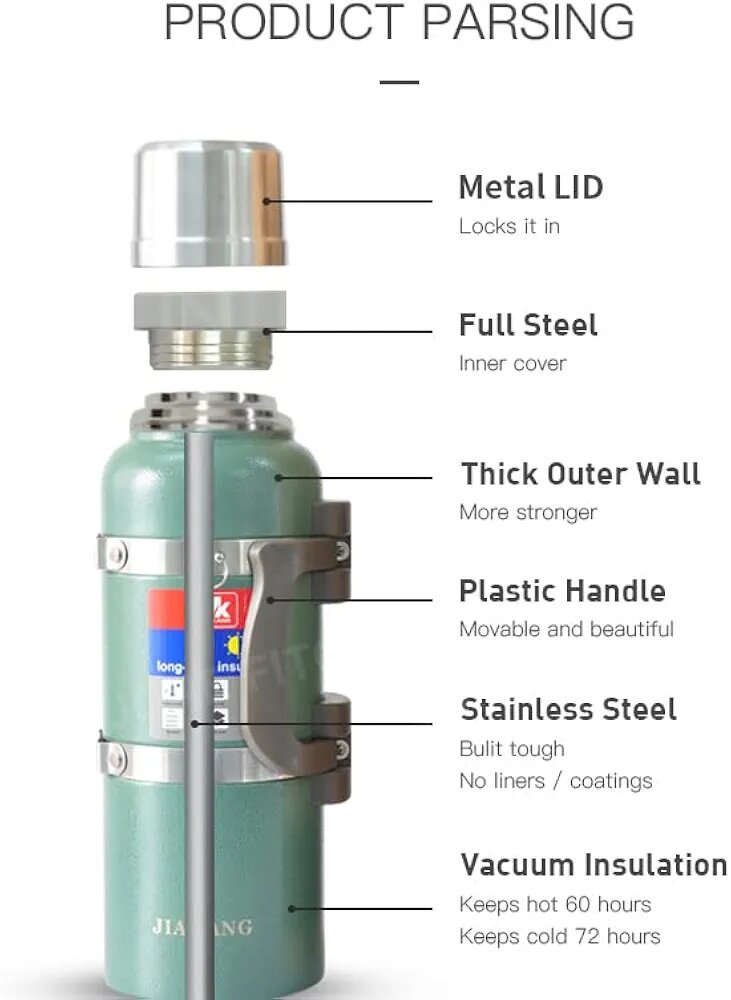 Thermos  isotherme de 60 heures, 3000 ml,