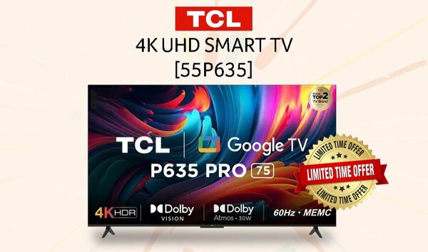 TCL 55 INCHES 4K SMART  DIGITAL  SATELLITE TELEVISIONS