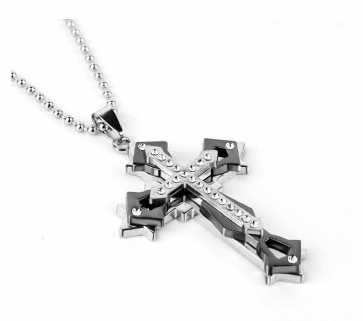 Collier Croix Argenté Strass