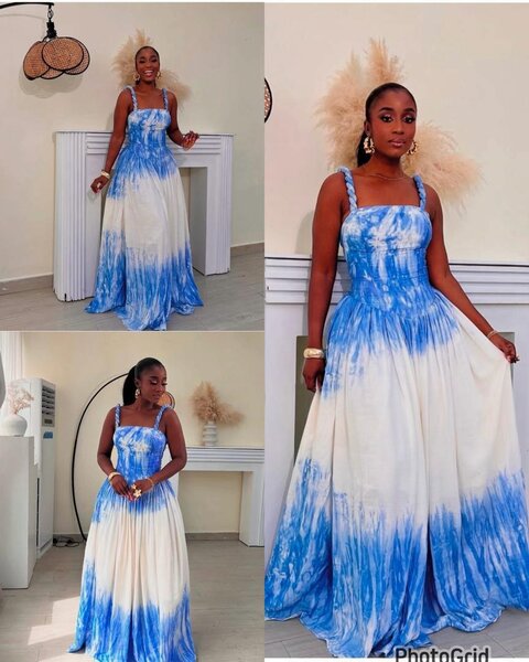 Robe longue dégradé bleu