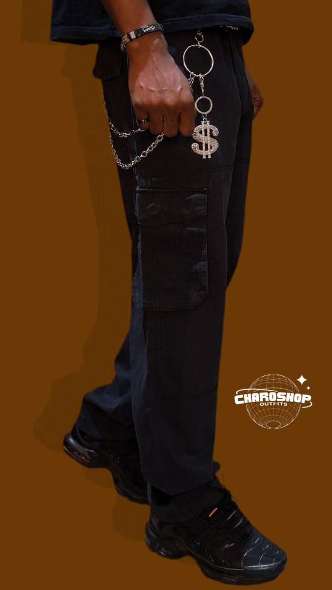 Pantalons cargo noirs tendance
