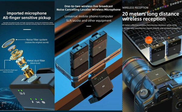 Microphone de Lavalier Sans Fil
