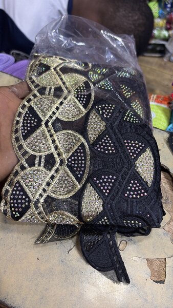 Dentelle Tissu Brodé Noir