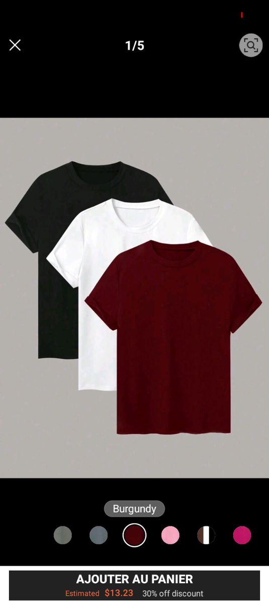 Lot de T-shirts Unis(3)