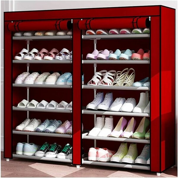 Double fabric shoe rack