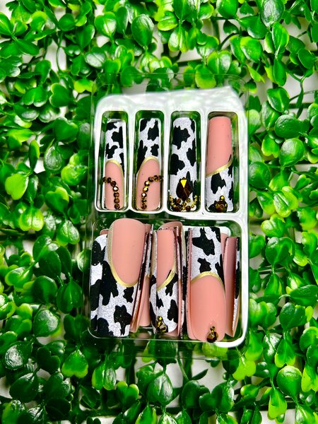 Ongles Faux Motifs Animaux & Glitter