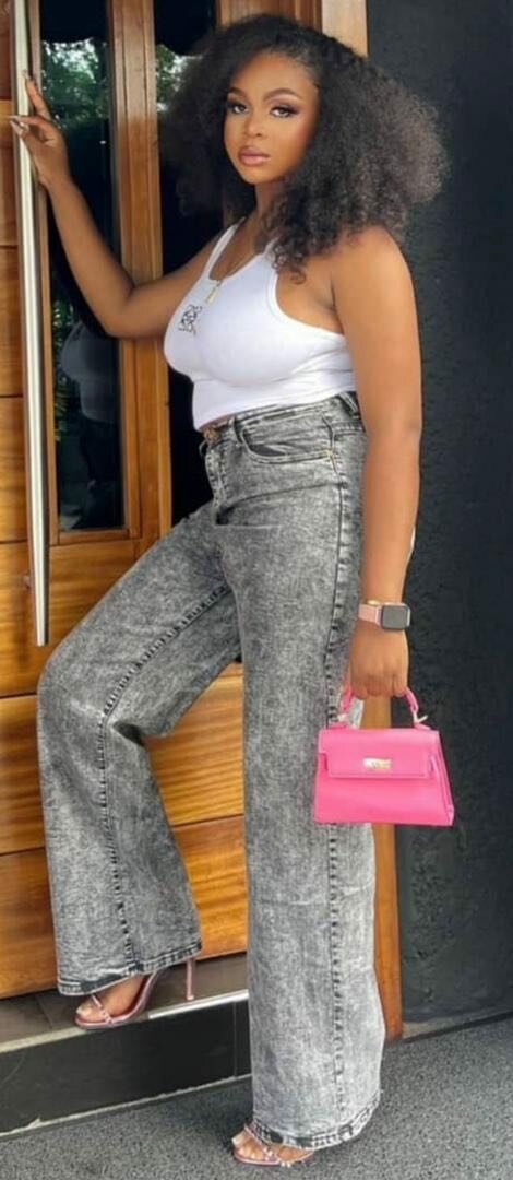 Jean évasé taille haute femmes