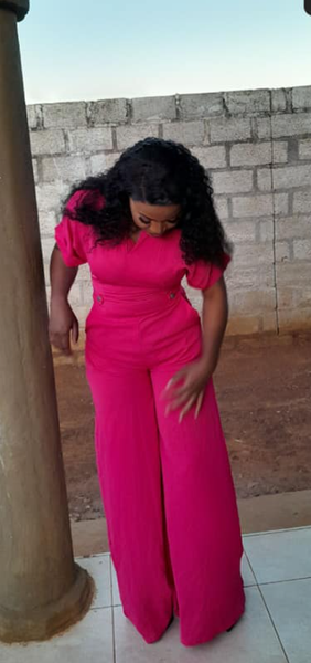 Women's hot Pink suit, top and trousers