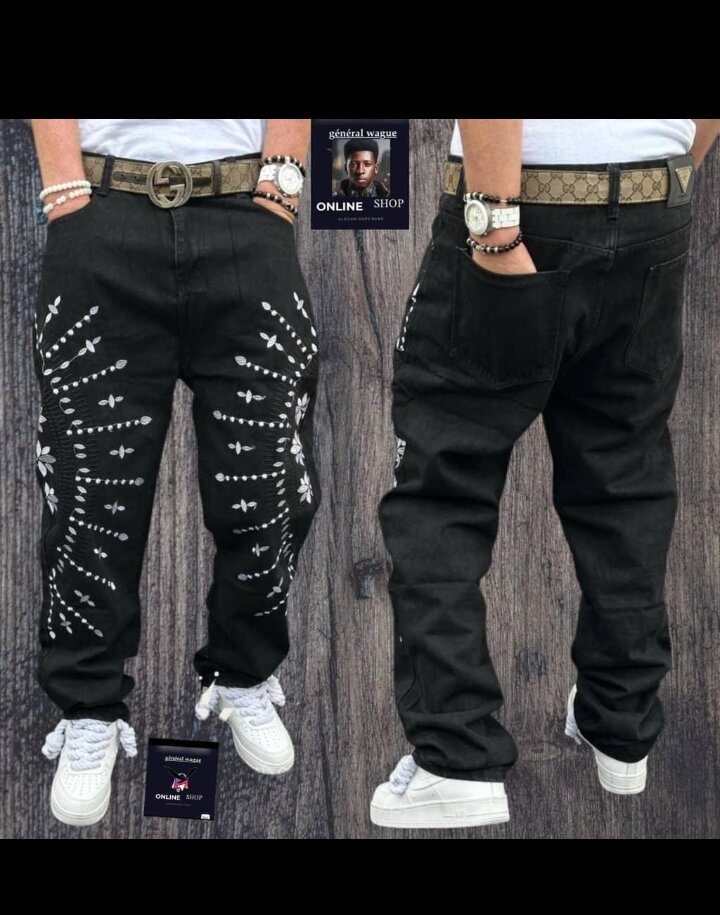 Pantalon homme streetwear brodé