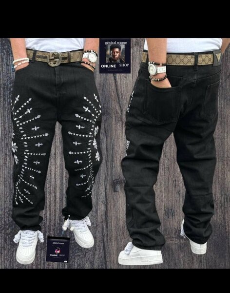 Pantalon homme streetwear brodé