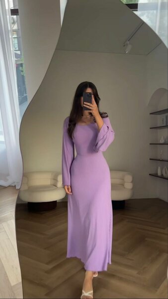 Robe longue à manches évasées