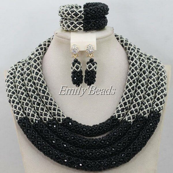 Parure Bijoux Perles Noires
