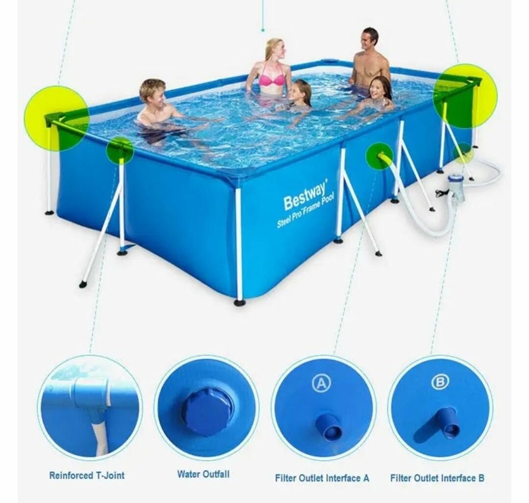 RECTANGULAR POOL FRAME WITHOUT CARTRIDGE FILTER PUMP (L157.4