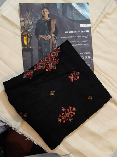 Embroidered 3 pc slub suit