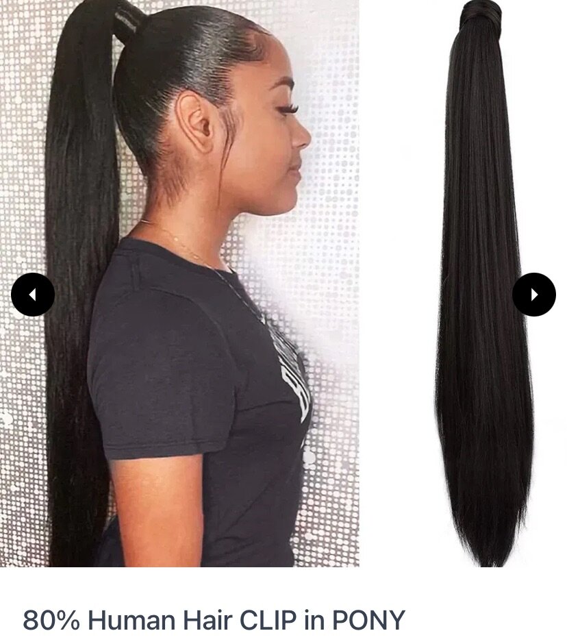 80% human hair clip in pony
