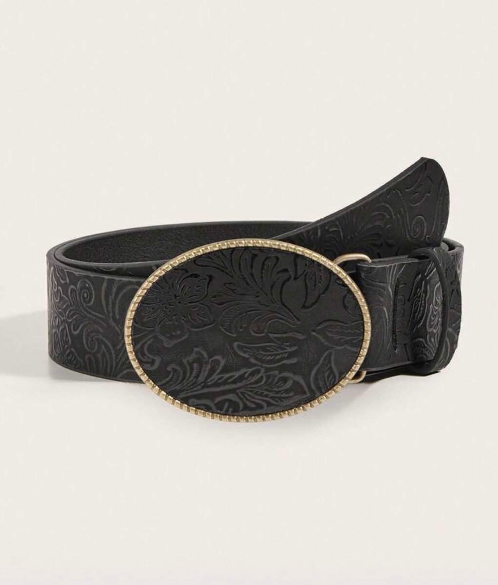 Ceinture noire gravée élégante