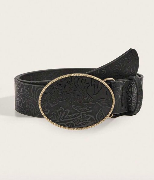 Ceinture noire gravée élégante