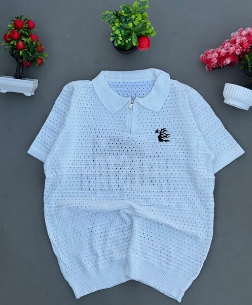 Polo maille respirante blanche