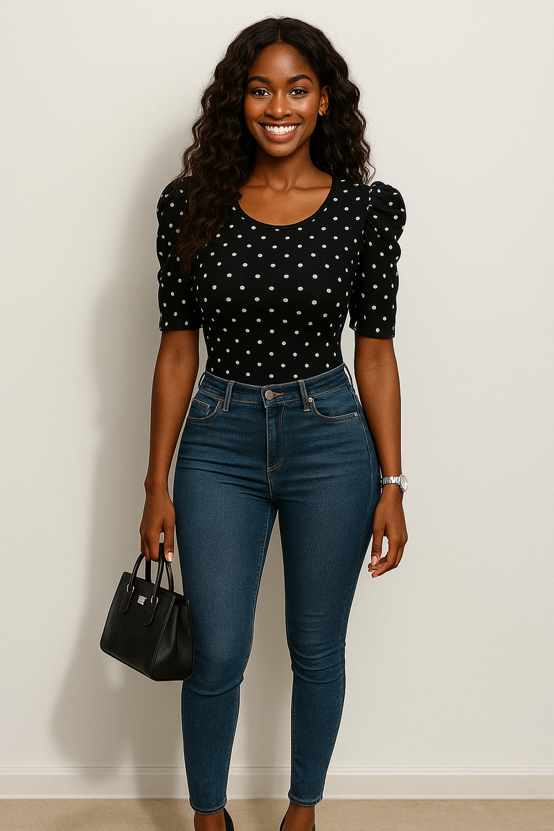 Body à pois noir élégant