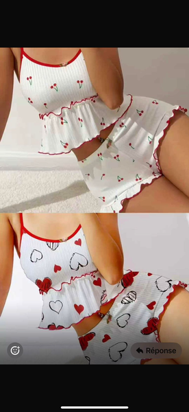 Ensemble pyjama à motifs cœurs