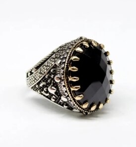 New Stylish Black Oval Stone Turkish Ring For Men