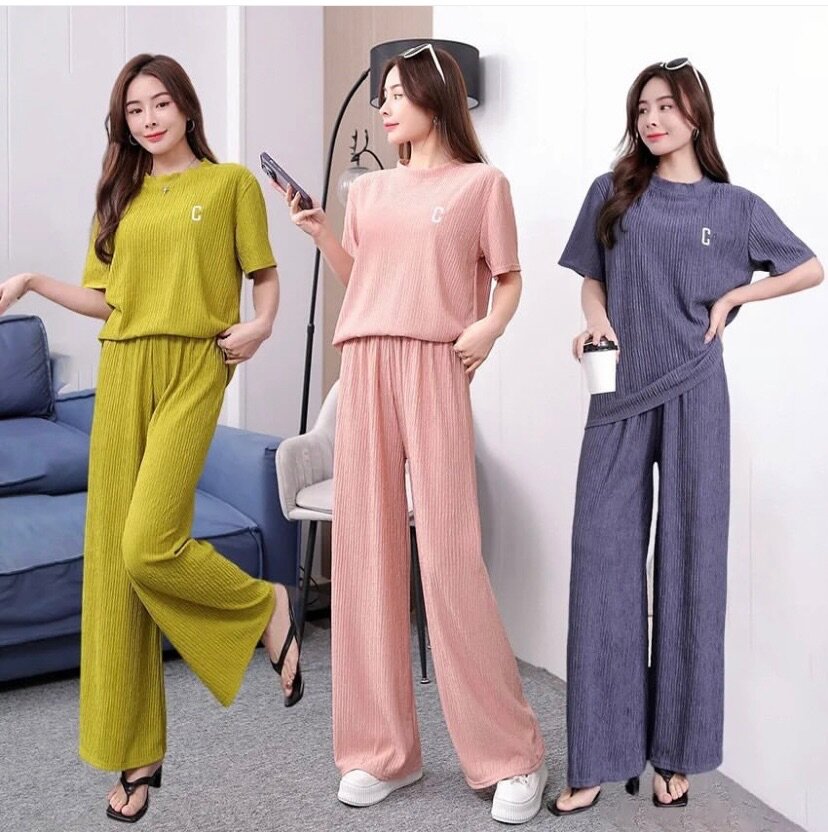 Two Piece Short Sleeve Top and Trouser/Shorts Set