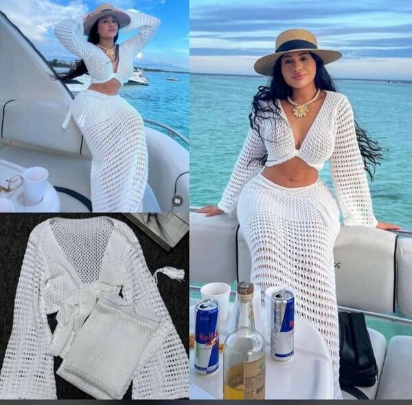 Robe crochetée blanche élégante