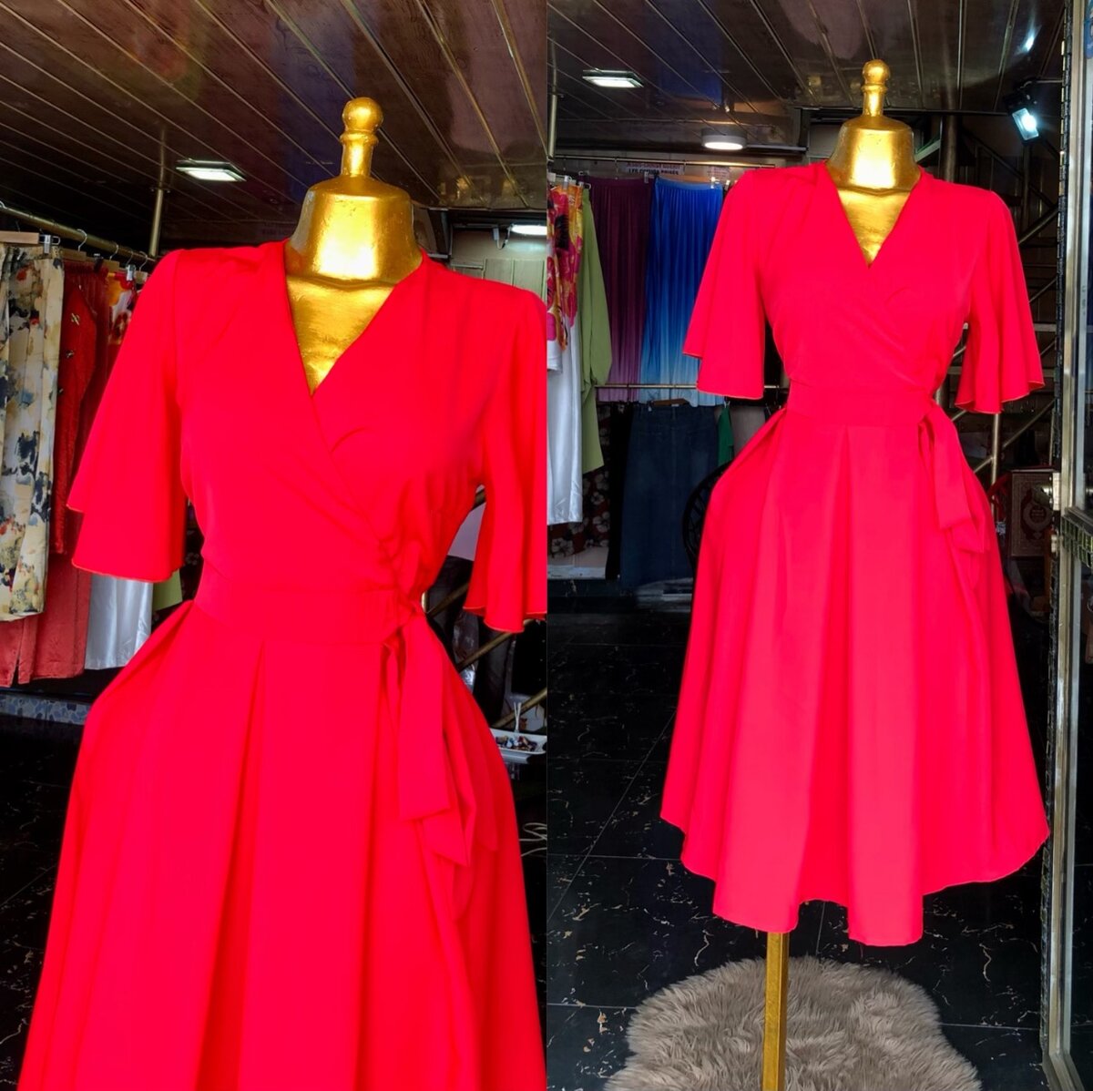 Robe élégante rouge fluide