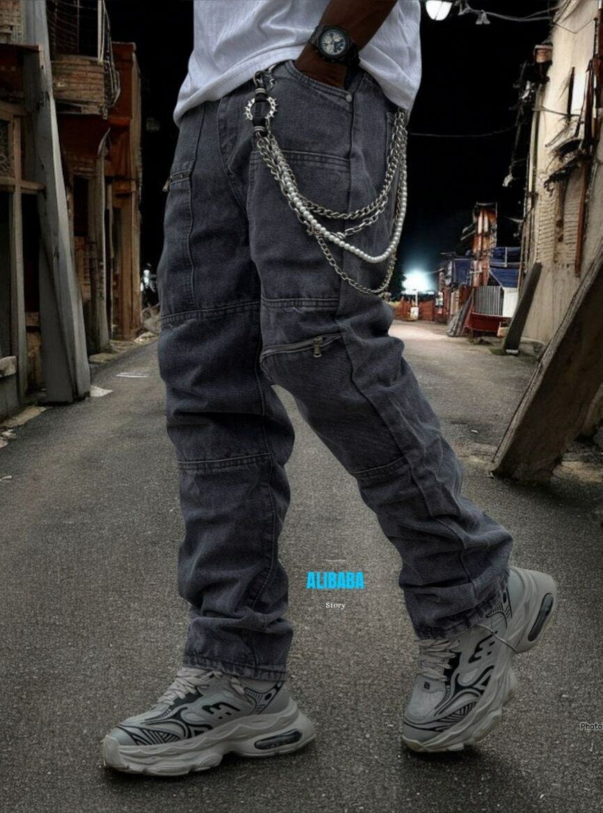 Pantalon cargo homme avec chaînes