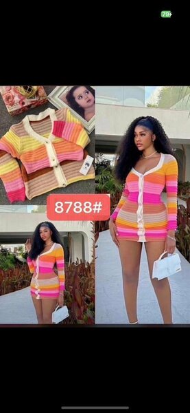 Robe ensemble rayée colorée femme