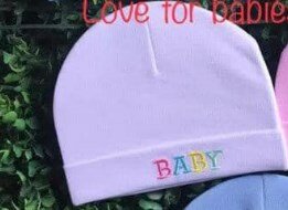 Hat with the inscription Baby light lilac