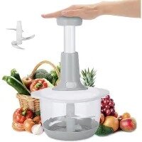 Manual Hand Push Chopper/Multifunctional Hand Pat Chopper and Mixer/Press Cutter Vegetable Meat Grinder 2L