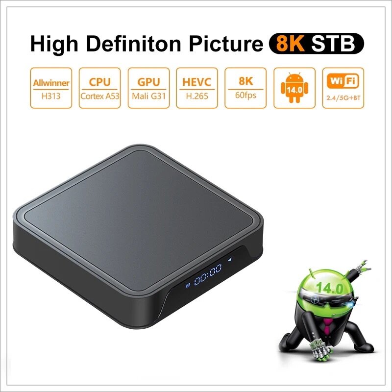 TV98 PRO androïde tv box 2GB ram et 16GB 2.4G/5G WIFI 8K And