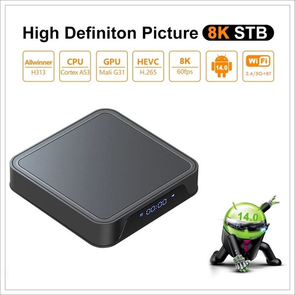 TV98 PRO androïde tv box 2GB ram et 16GB 2.4G/5G WIFI 8K And