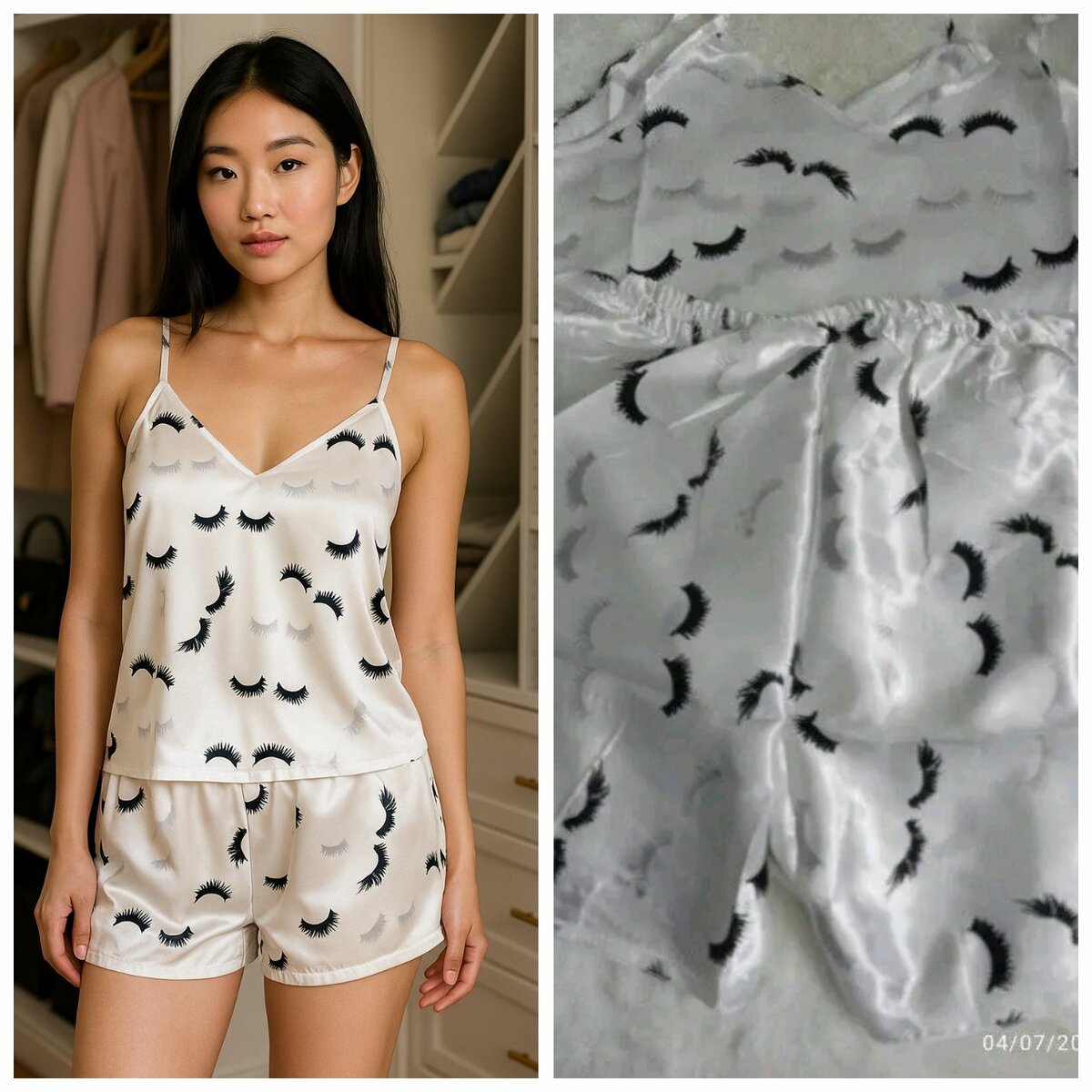 Pyjama en satin à motifs