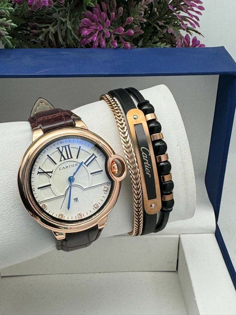 Cartier leather watch and bracelet