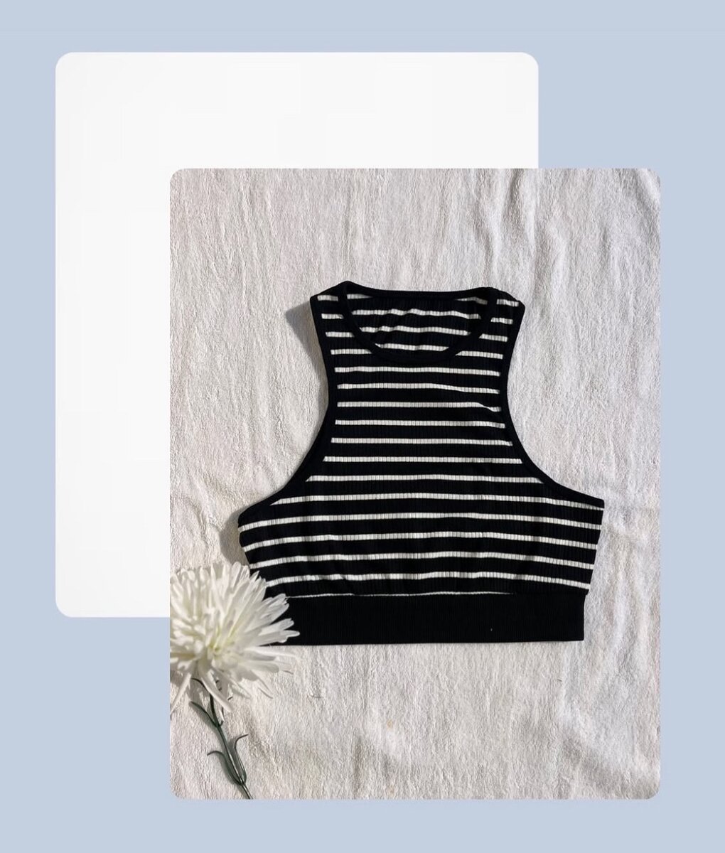 Black and white strapped crop top