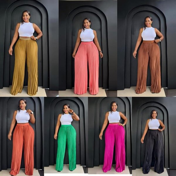 Pantalon plissé ample femme