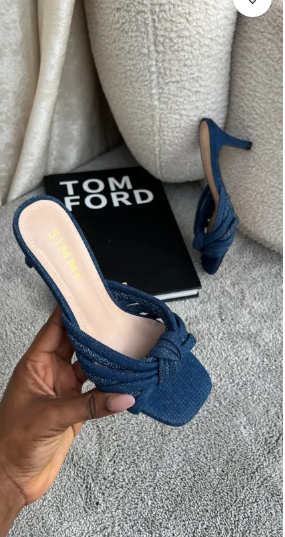 Alexa knot mules – Dark Denim