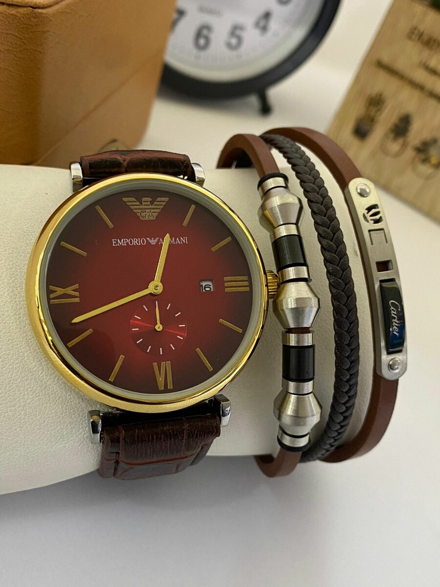 Emporio Armani Leather Watch with bracelet