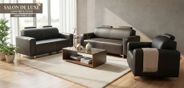 Salon VEGAS similicuir marron