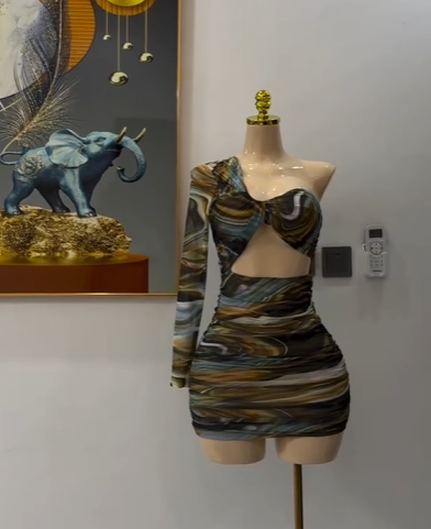 Bodycon mini dress with print