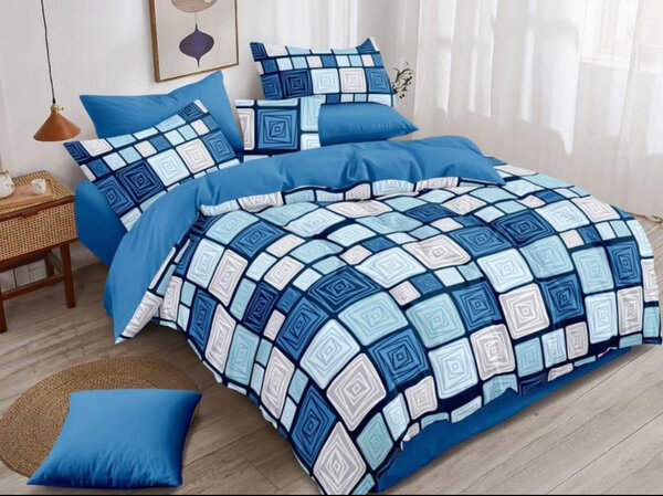 Ensemble de lit géométrique bleu