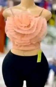 Chic vintage gauze corset, bustier, T-shirt with three-dimensional flowers