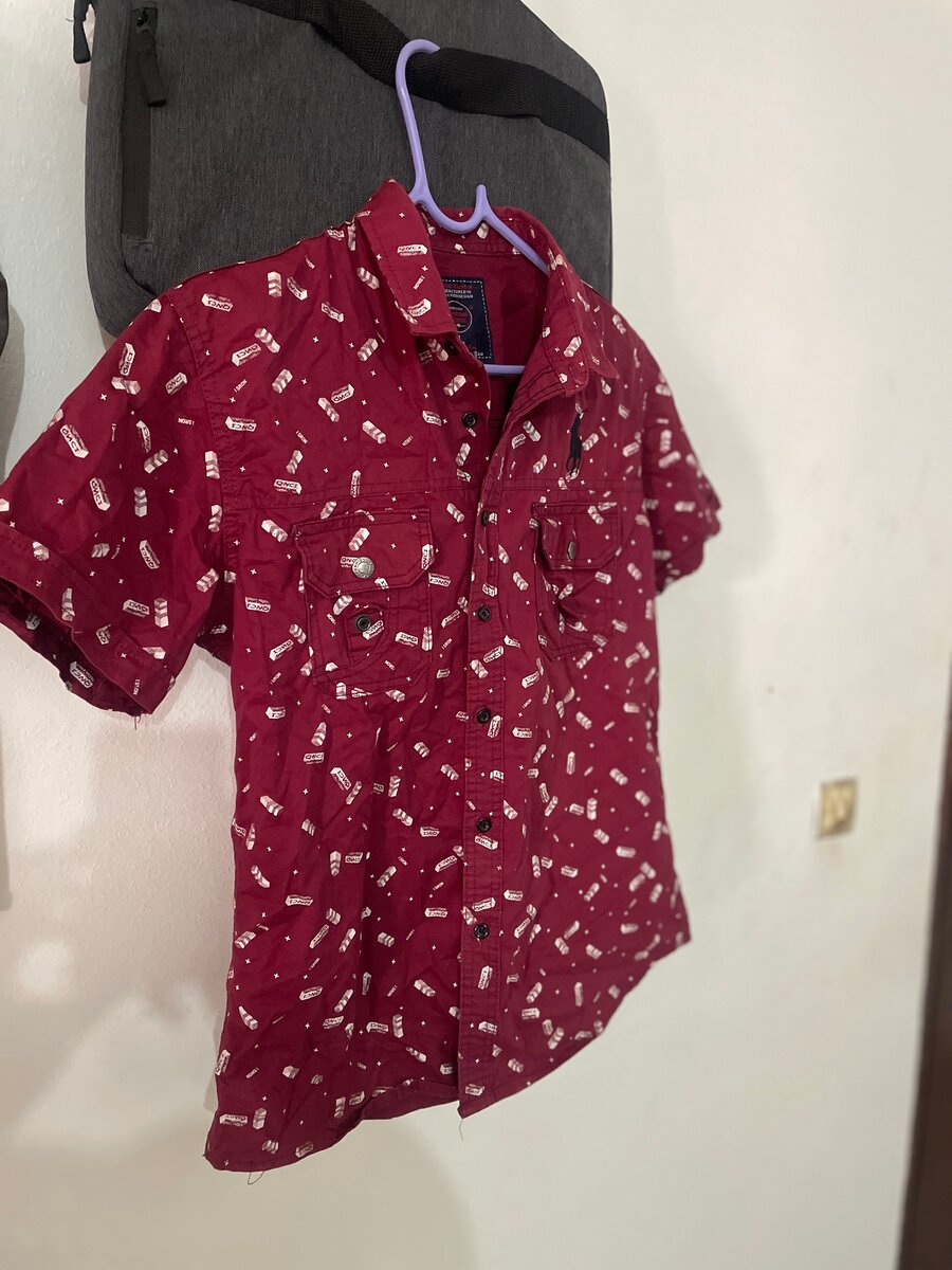 Chemise à motifs rouge vif