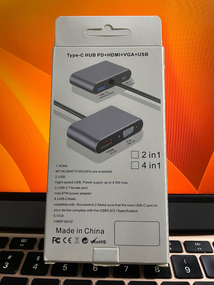 Adaptateur Type-C 4 en 1 HDMI VGA USB