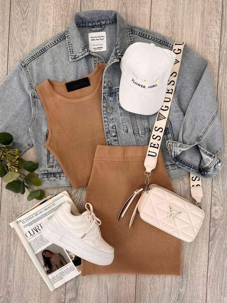Ladies top and down outfits + cap + side bags+ sneaker