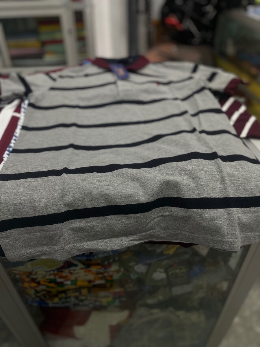 Polo Rayé Homme en Coton