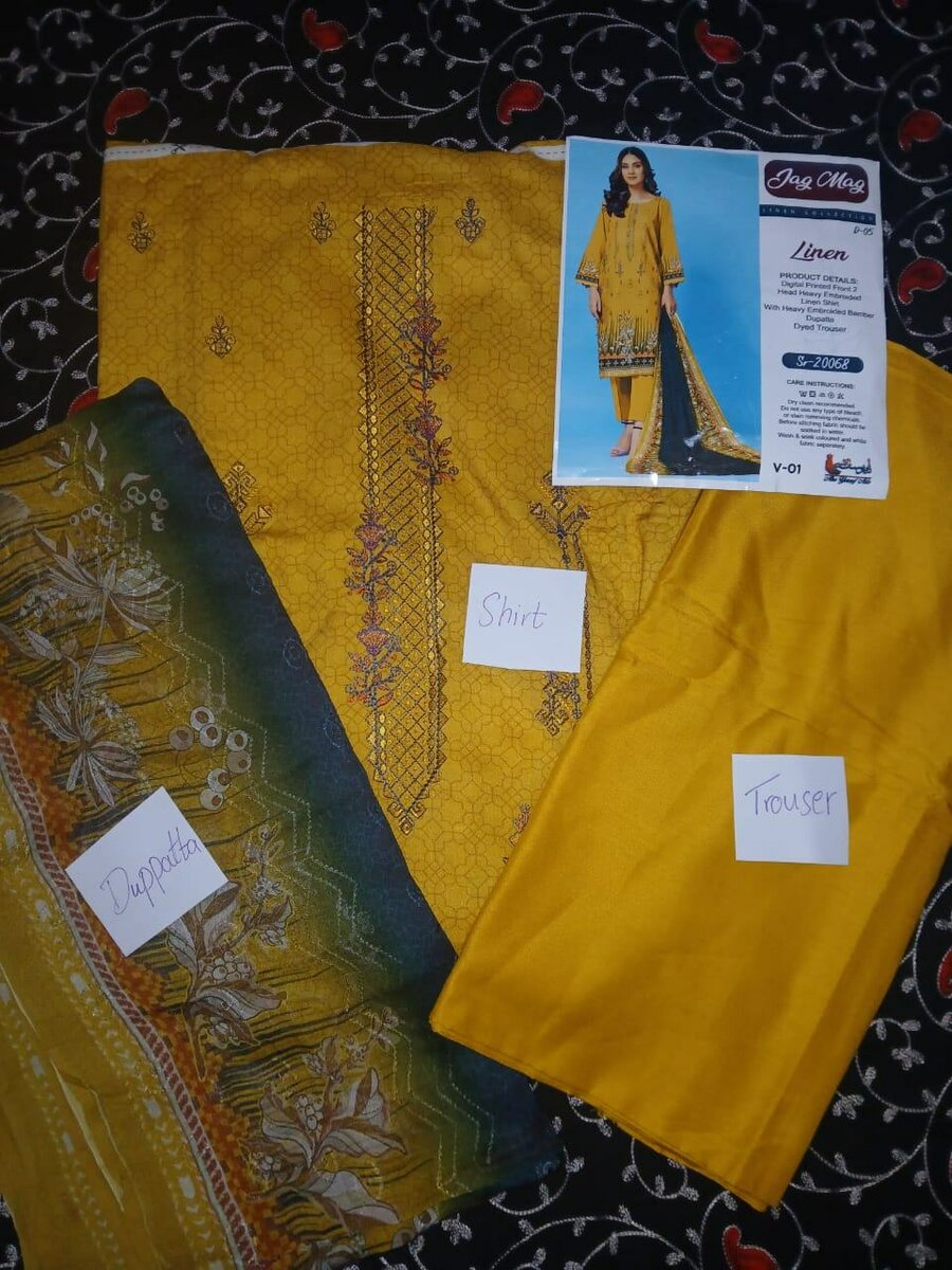 Linen Emrodiered 3pc