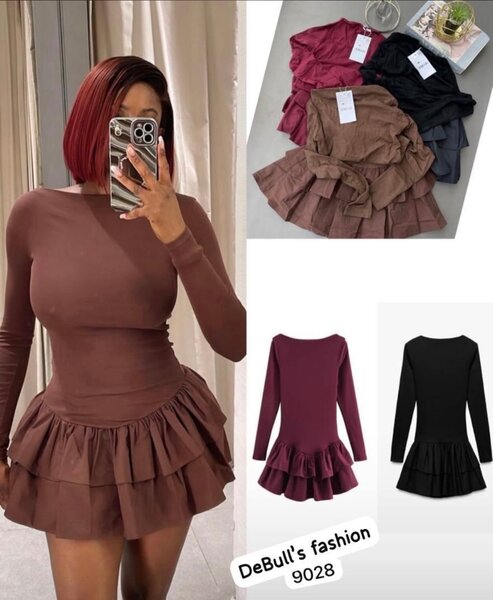 Robe courte à volants femme